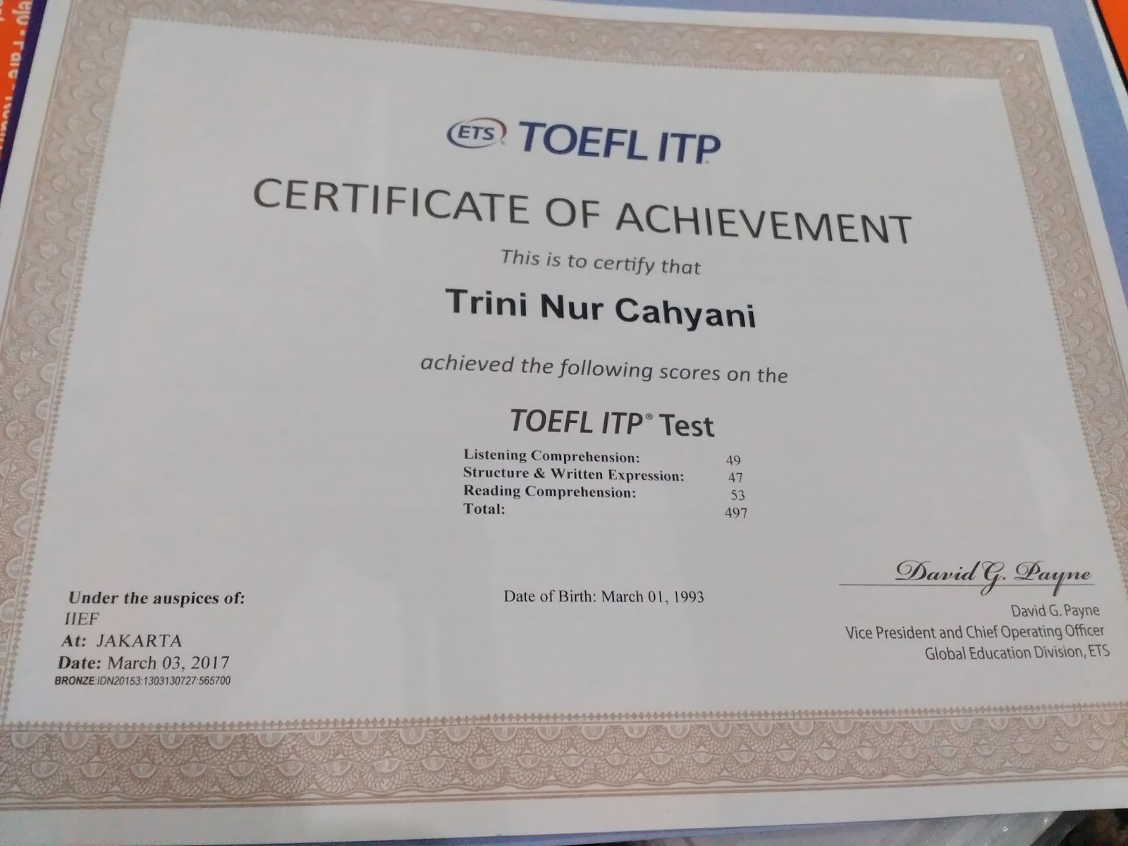 Buy TOEFL Certificate